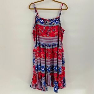 Wrangler RETRO dress strappy ruffle size XL Western pink blue paisley print